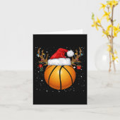 Leuke Basketbal Rendier Santa Hat Kerstvakantie Kaart (Gele Bloem)
