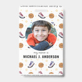 Leuke Basketbal Sport Aangepaste Moderne Foto Kind Badge (Front)