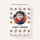 Leuke Basketbal Sport Aangepaste Moderne Foto Kind Badge (Voorkant)
