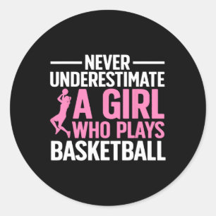 Leuke basketbalkunst voor meisjes Jeugd Tiener bas Ronde Sticker