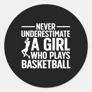 Leuke basketbalkunst voor meisjes Jeugd Tiener bas Ronde Sticker