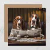 Leuke basset hounds lezen krant kaart (Voorkant / Achterkant)
