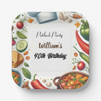 Leuke BBQ Taco Chef Soep Potluck Party 40e Verjaar Papieren Bordje