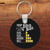 Leuke Bbq-timer Rauw Zeldzaam Medium Goed Grappig Sleutelhanger (Voorkant)