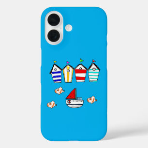 Leuke Beach House & zee Boat iPhone 16 Hoesje