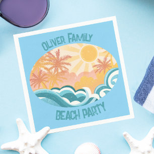 Leuke Beach Waves Sunshine Blue Surf Party Servet