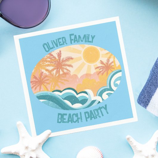 Leuke  Beach Waves Sunshine Blue Surf Party Servet