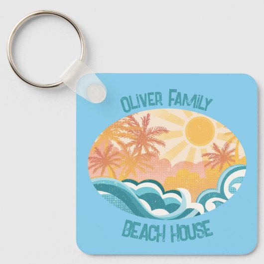 Leuke  Beach Waves Sunshine Blue Surfer Sleutelhanger (Voorkant)