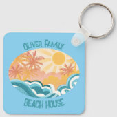 Leuke  Beach Waves Sunshine Blue Surfer Sleutelhanger (Achterkant)