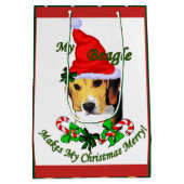 Leuke Beagle Kerstmis Merry Medium Cadeauzakje (Achterkant)