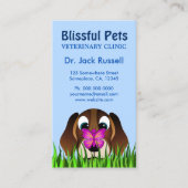 Leuke Beagle Puppy Hond En Vlinder Veterinair Visitekaartje (Voorkant)