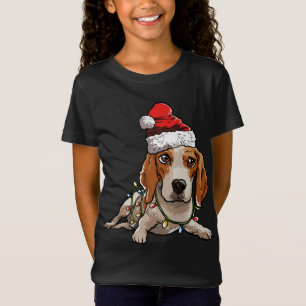 Leuke Beagle Santa Kerstboom Lichten Xmas T-shirt