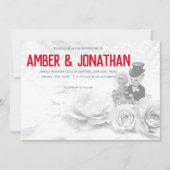 Leuke beeldjes en kant bruiloft uitnodiging (Voorkant)