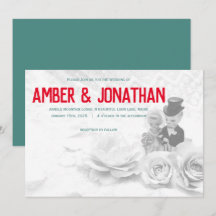 Leuke beeldjes en kant bruiloft uitnodiging