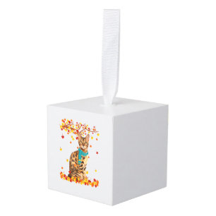 Leuke Bengaalse Thanksgiving Herfst Cat Lover Gift Kubus Ornament