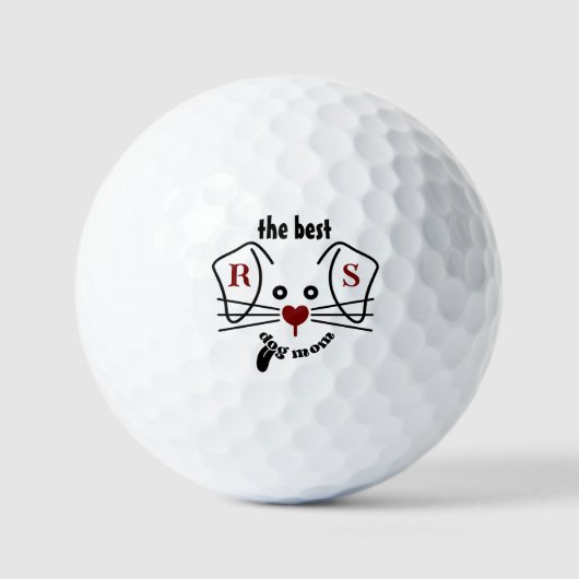 Leuke Beste Hond Mam Custom Monogram Golfballen (Voorkant)