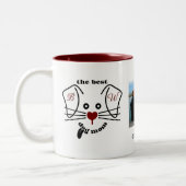 Leuke Beste Hond Mam Foto Aangepaste Monogram Tweekleurige Koffiemok (Links)