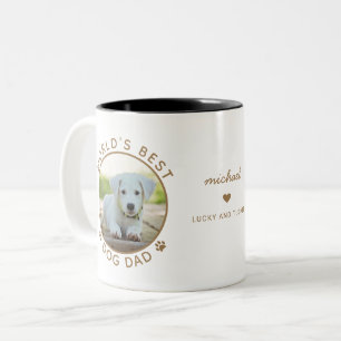 Leuke beste hond papa twee foto goud moderne typog tweekleurige koffiemok