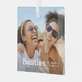 Leuke Besties Foto & Naam/s Keepsake Gift Glas Ornament (Voorkant links)