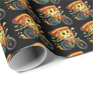 Leuke betegelde fietsfeest pizza cadeaupapier