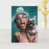 Leuke Beterschap Vrouw Hond Humor Kaart (Gele Bloem)