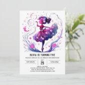 Leuke bewerkbare ballerina verjaardag kaart (Staand voorkant)