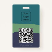 Leuke bewerkbare kleuren QR Code & Logo ID Badge (Voorkant)