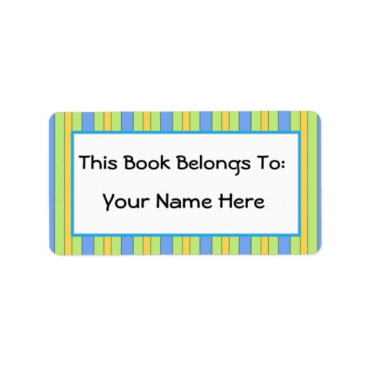 Leuke Bibliophile Gestreepte Boekplaat Sticker Gif (Voorkant)