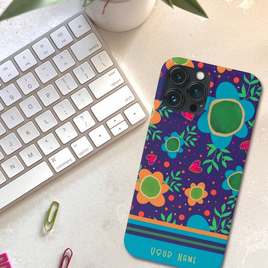 Leuke Big Blue Flowers Patroon Inspirivity Case-Mate iPhone Case