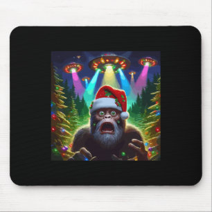 Leuke Bigfoot-selfie met Alien UFO-kerst-ruimtesch Muismat