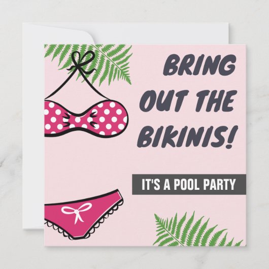 Leuke Bikini Bachelorette Pool Party uitnodiging (Voorkant)