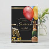 Leuke Black and Gold Party Uitnodiging (Staand voorkant)