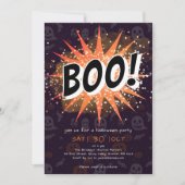 Leuke Black & Oranje Boo Halloween Uitnodiging (Voorkant)