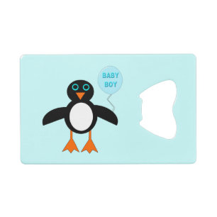 Leuke blauwe Baby Boy Penguin Custom Bottle Opener Kredietkaart Flessenopener