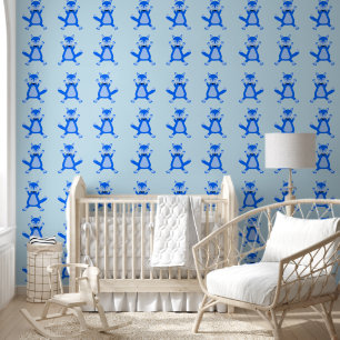 Leuke blauwe baby jongen vos behang
