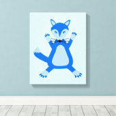 Leuke blauwe baby jongen vos canvas afdruk (Insitu (Houten vloer))