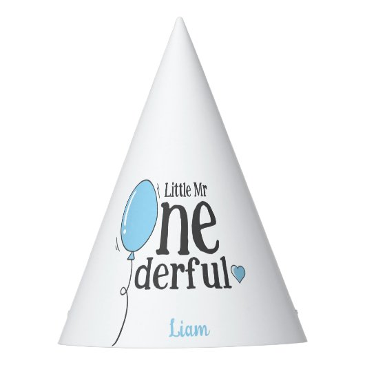 Leuke blauwe ballon kleine heer onederful verjaard feesthoedjes (Voorkant)