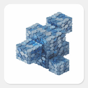 Leuke Blauwe BLAUWE MUNTEN TRAP Ambachtelijke Stic Vierkante Sticker