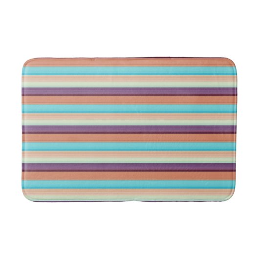 Leuke blauwe bruine strepen badmat (Voorkant)