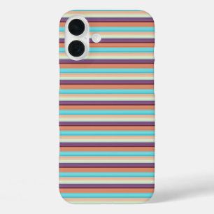 Leuke blauwe bruine strepen iPhone 16 plus hoesje