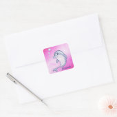 Leuke blauwe dolfijn om te personaliseren vierkante sticker (Envelop)