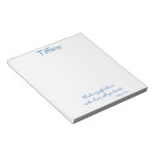 Leuke blauwe en witte scriptie notitieblok (Schuin)