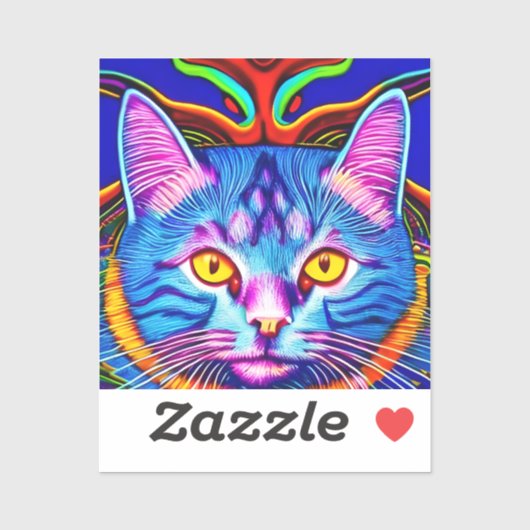 Leuke Blauwe Kat met Gele Ogen Ai Art Sticker (Vel)