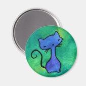 Leuke blauwe kitty kat magneet (Voorkant / Achterkant)