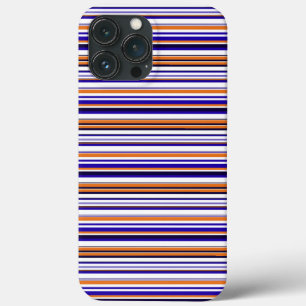 Leuke blauwe oranje strepen iPhone 13 pro max hoesje