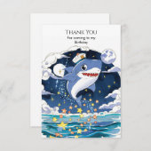 Leuke Blauwe Pastel Haai Verjaardag Bedankkaart (Voorkant / Achterkant)