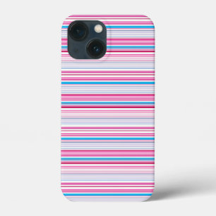 Leuke blauwe roze strepen iPhone 13 mini hoesje