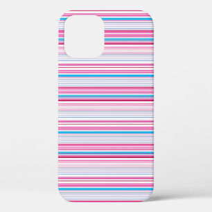 Leuke blauwe roze strepen iPhone 12 pro hoesje