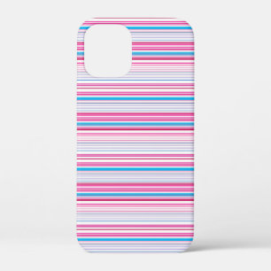 Leuke blauwe roze strepen iPhone 12 mini hoesje