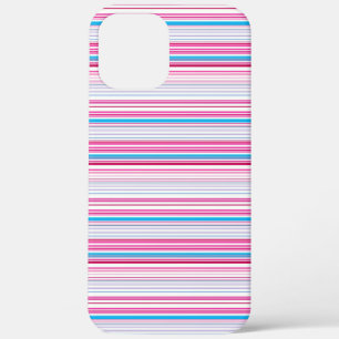 Leuke blauwe roze strepen iPhone 12 pro max hoesje